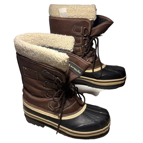 Outbound Winter Boots Mens Sz 7 Insulated Rubber Sole Sherpa Lining Waterproof - Picture 1 of 16